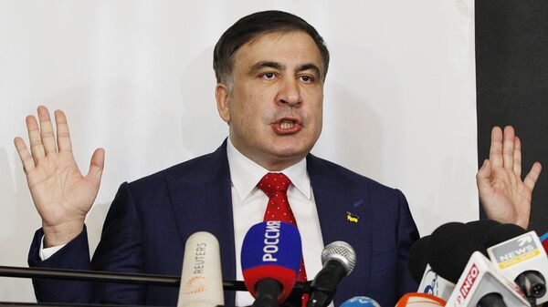 Mikheil Saakashvili, former Georgian president-turned-Ukrainian opposition leader, speaks to reporters in Warsaw, Poland, Tuesday, Feb. 13, 2018 - Sputnik International