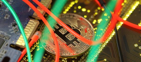 Representation of the Bitcoin virtual currency standing on the PC motherboard is seen in this illustration picture, February 3, 2018 Representation of the Bitcoin virtual currency standing on the PC motherboard is seen in this illustration picture, February 3, 2018 - Sputnik International