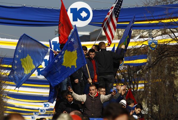 People take part in celebrations of the 10th anniversary of Kosovo's independence in Pristina, Kosovo February 17, 2018 People take part in celebrations of the 10th anniversary of Kosovo's independence in Pristina, Kosovo February 17, 2018 - Sputnik International