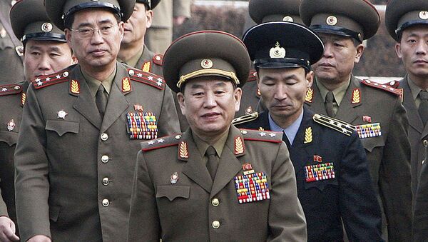 This file picture taken on December 13, 2007 shows North Korea's chief delegate Kim Yong Chol (C) and North Korean soldiers crossing the border which divides the two Koreas to attend the inter-Korean general talks at the South's side of the truce village of Panmunjom, in the Demilitarized Zone (DMZ) separating the two Koreas since 1950-53 Korean War - Sputnik International