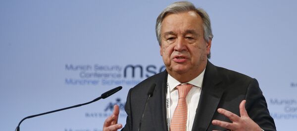 U.N. Secretary General Antonio Guterres talks at the Munich Security Conference in Munich, Germany, February 16, 2018 U.N. Secretary General Antonio Guterres talks at the Munich Security Conference in Munich, Germany, February 16, 2018 - Sputnik International