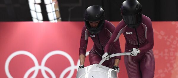 Russia's Nadezhda Sergeeva (R) and Russia's Anastasia Kocherzhova compete in the women's bobsleigh heat 1 run during the Pyeongchang 2018 Winter Olympic Games, at the Olympic Sliding Centre on February 20, 2018 in Pyeongchang Russia's Nadezhda Sergeeva (R) and Russia's Anastasia Kocherzhova compete in the women's bobsleigh heat 1 run during the Pyeongchang 2018 Winter Olympic Games, at the Olympic Sliding Centre on February 20, 2018 in Pyeongchang - Sputnik International