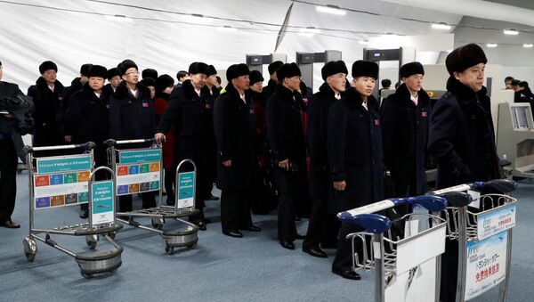 (File) A North Korean delegation of 32 people, including 10 athletes of North Korean Olympic team, arrives at the Gangneung Olympic Village of the Pyeongchang Winter Olympic Games 2018, in Gangneung, South Korea, February 1, 2018 - Sputnik International