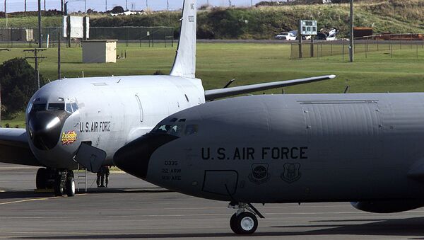 An undated file picture taken in March 2003 shows a US Air Force planes at the Base das Lajes, a US military base in the Portuguese archipelago of Azores - Sputnik International