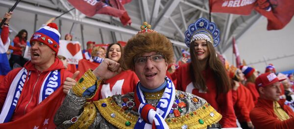 Russian fans at the final match between Russia and Germany in the men's ice hockey tournament at the 2018 Winter Olympics - Sputnik International