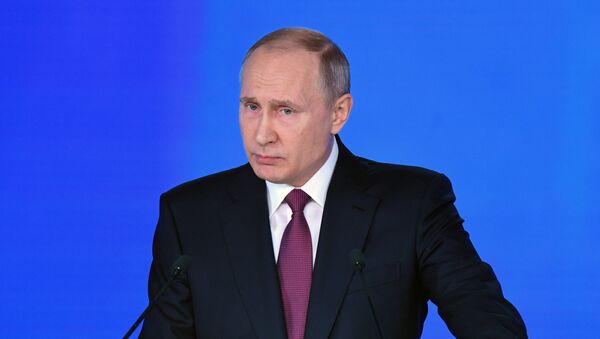 Russian President Vladimir Putin delivers his annual Presidential Address to the Federal Assembly at the Manezh Central Exhibition Hall - Sputnik International