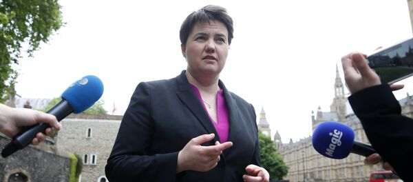 Scottish Conservative Party leader Ruth Davidson gives a series of TV interviews near the Palace of Westminster, in London, Monday May 15, 2017 - Sputnik International