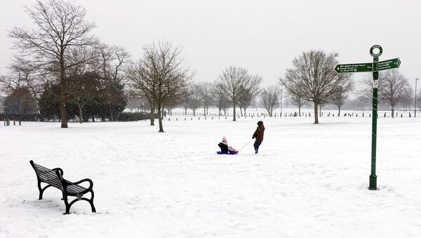 Children sledge on Winn's Common, Plumstead, London, Britain - Sputnik International