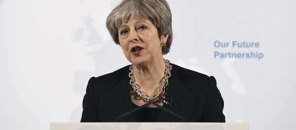 Britain's Prime Minister Theresa May delivers a speech at Mansion House, in London, Friday, March 2, 2018 Britain's Prime Minister Theresa May delivers a speech at Mansion House, in London, Friday, March 2, 2018 - Sputnik International