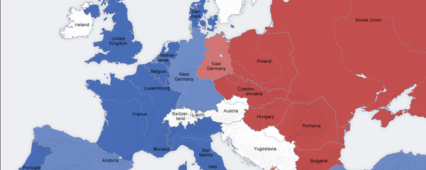 Map of Cold War military alliances in Europe. Since the Soviet collapse, NATO has swallowed up every country that was once part of the Warsaw Pact, and even began advancing into the former USSR itself. Map of Cold War military alliances in Europe. Since the Soviet collapse, NATO has swallowed up every country that was once part of the Warsaw Pact, and even began advancing into the former USSR itself. - Sputnik International