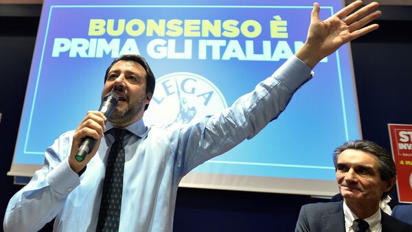 Northern League party leader Matteo Salvini speaks during the finally rally ahead of the March 4 elections in Milan, Italy, March 2, 2018 - Sputnik International
