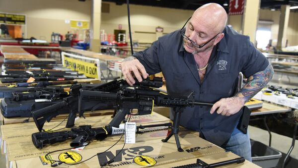 Preparations are underway February 16, 2018 for the February 17-18 South Florida Gun Show at Dade County Youth Fairgrounds in Miami, Florida - Sputnik International
