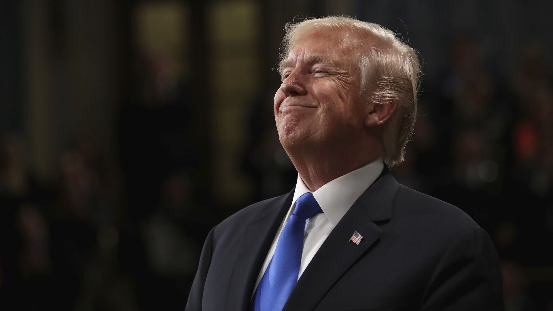 President Donald Trump smiles during State of the Union address in the House chamber of the U.S. Capitol to a joint session of Congress Tuesday, Jan. 30, 2018 in Washington - Sputnik International, 1920, 09.05.2021