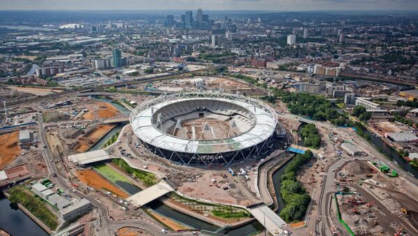 A handout photograph dated June 30, 2010, shows an aerial view of theOlympic Stadium and surrounding site, for the London 2010 Olympic and Paralympic Games in Stratford, east London - Sputnik International