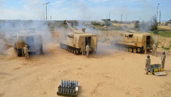 Egyptian Army's soldiers fire artilleries during a launch of a major assault against militants in the troubled northern part of the Sinai peninsula in Al Arish, Egypt, in this undated handout picture made available by the Ministry of Defence, February 27, 2018 - Sputnik International