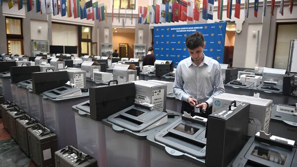 Voting machines at the Information Center of the Central Election Commission of Russia - Sputnik International