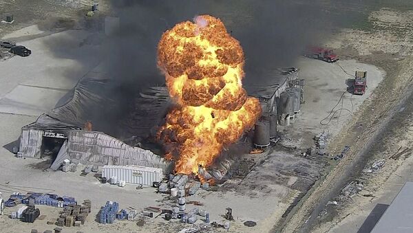 In this image from video by KDFW, a fire burns at the Tri-Chem Industries plan in Cresson, Texas - Sputnik International