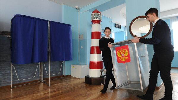 Preparing polling station at Rostov water transport college for presidential elections - Sputnik International