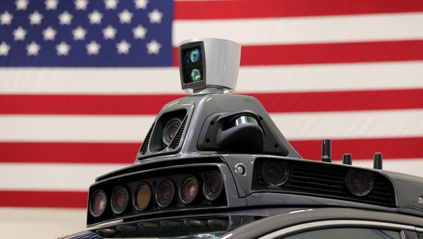 A roof mounted camera and radar system is shown on Uber's Ford Fusion self driving car during a demonstration of self-driving automotive technology in Pittsburgh, Pennsylvania, U.S., September 13, 2016 - Sputnik International