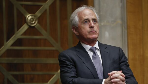 Senate Committee on Foreign Relations chairman Sen. Bob Corker, R-Tenn., listening to testimony by Britain's former Prime Minister David Cameron on Capitol Hill in Washington, Tuesday, March 13, 2018 - Sputnik International