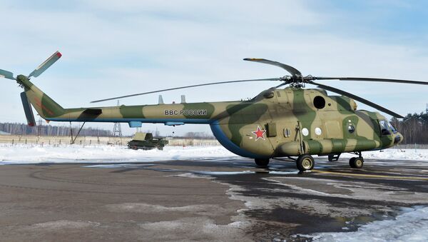 Mi-8 MTV-5-1 helicopter with the Rychag AV electronic warfare complex at the Kazan Optical-Mechanical Plant (KOMZ). File photo - Sputnik International