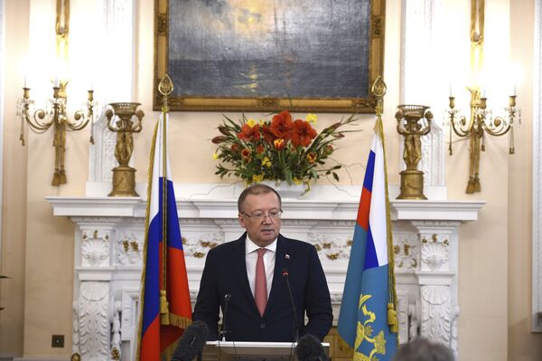 Russian ambassador Alexander Vladimirovich Yakovenko speaking at a news conference Thursday March 22, 2018, at his country's embassy in London in the aftermath of the Salisbury nerve agent attack on Russian double agent Sergei Skripal and his daughter Yulia. Russian ambassador Alexander Vladimirovich Yakovenko speaking at a news conference Thursday March 22, 2018, at his country's embassy in London in the aftermath of the Salisbury nerve agent attack on Russian double agent Sergei Skripal and his daughter Yulia. - Sputnik International