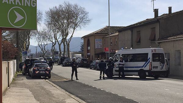 Police attend an incident in Trebes, southern France - Sputnik International