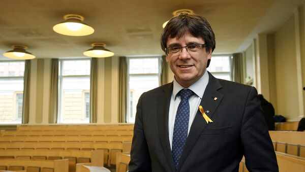 Pro-independence Catalonia's deposed leader Carles Puigdemont lectures at the University of Helsinki, Finland March 23, 2018 - Sputnik International