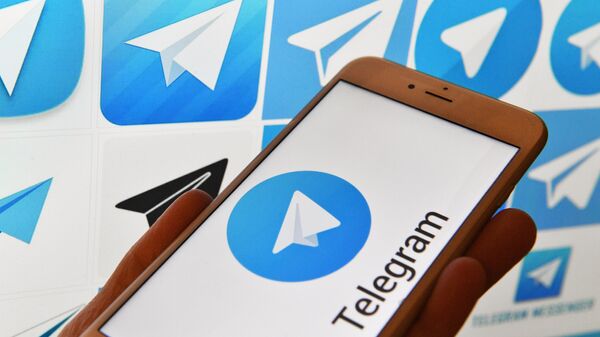 Telegram messenger logo on a tablet screen. (File) - Sputnik International