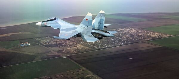 A Sukhoi Su-30SM Flanker-C fighter during the Aviadarts 2018 international competition in Krasnodar Territory. Image taken through glass A Sukhoi Su-30SM Flanker-C fighter during the Aviadarts 2018 international competition in Krasnodar Territory. Image taken through glass - Sputnik International