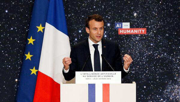 French President Emmanuel Macron delivers a speech during the Artificial Intelligence for Humanity event in Paris, France, March 29, 2018 - Sputnik International