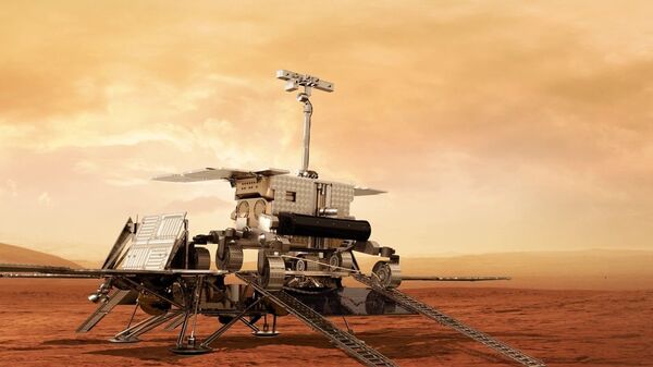 A model of the ExoMars rover to be used by the European Space Agency to drill on the Red Planet in 2020. A model of the ExoMars rover to be used by the European Space Agency to drill on the Red Planet in 2020. - Sputnik International