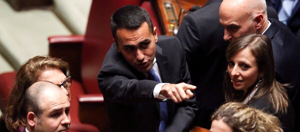 Five Stars Movement (M5S) leader Luigi Di Maio gestures at the Chamber of Deputies during the first session since the March 4 national election in Rome, Italy March 23, 2018 Five Stars Movement (M5S) leader Luigi Di Maio gestures at the Chamber of Deputies during the first session since the March 4 national election in Rome, Italy March 23, 2018 - Sputnik International
