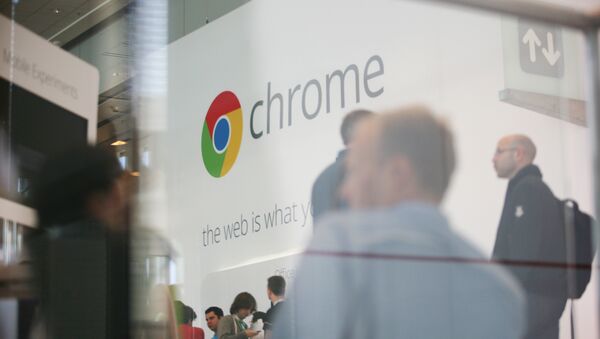 Google Chrome's logo is seen at Google's annual developer conference, Google I/O, at Moscone Center in San Francisco on June 28, 2012 in California - Sputnik International