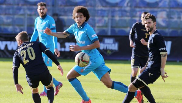 (File) Torpedo's Vadim Steklov, Zenit's Axel Witsel, and Torpedo's Dalibor Stevanovic during the Russian Football Premier League's Round 19 match between Torpedo Moscow and Zenit St. Petersburg - Sputnik International