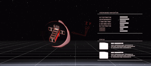 Artwork depicting a view from RemoveDEBRIS from its Vision Based Navigation system. - Sputnik International