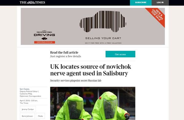 Screenshot of The Times' story. Screenshot of The Times' story. - Sputnik International