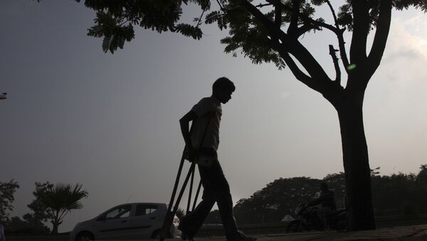 A physically disabled man returns after participating in a walk in Hyderabad, India. (File) - Sputnik International