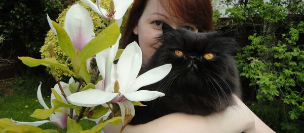 Ms Skripal pictured with one of her father's two cats - one has died and the other is missing - Sputnik International