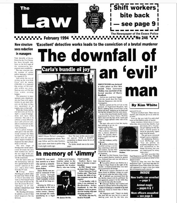 Essex Police's newspaper reports Mullins' conviction in 1994 Essex Police's newspaper reports Mullins' conviction in 1994 - Sputnik International