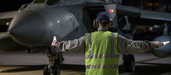 An RAF Tornado taxis into its hangar in Akrotiri, Cyprus April 14, 2018, after completing its mission - Sputnik International