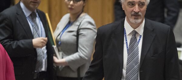 Syrian Ambassador to the United Nations Bashar Ja'afari leaves the Security Council chambers after meeting on the situation in Syria, Saturday, April 14, 2018 at United Nations headquarters Syrian Ambassador to the United Nations Bashar Ja'afari leaves the Security Council chambers after meeting on the situation in Syria, Saturday, April 14, 2018 at United Nations headquarters - Sputnik International