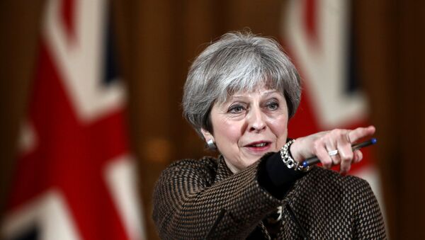 Britain's Prime Minister Theresa May attends a press conference in 10 Downing Street, London, April 14, 2018. - Sputnik International