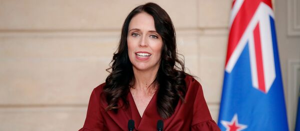 New Zealand Prime Minister Jacinda Ardern gestures as she speaks during a media conference with French President Emmanuel Macron, at the at the Elysee Palace in Paris, Monday, April 16, 2018 - Sputnik International