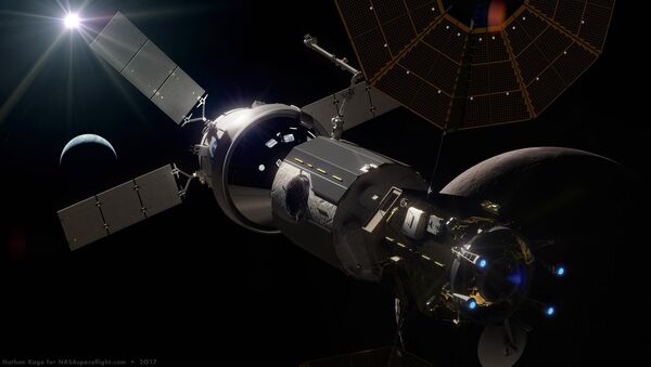 Artist rendition of space station in moon orbit (Lunar Orbital Platform-Gateway, or 'LOP-G') - Sputnik International