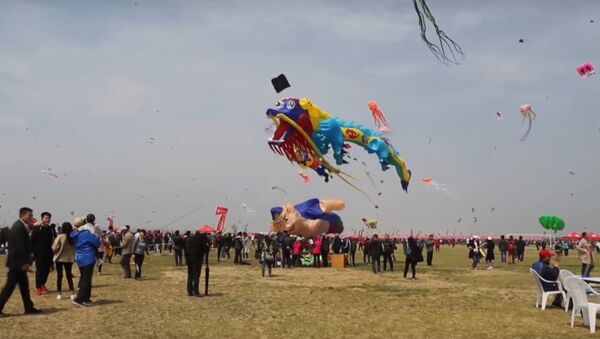 China: 10,000 kites fly high in breezy Weifang festival - Sputnik International