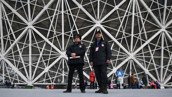 Security officers before the start of the first official match at the stadium Volgograd Arena - Sputnik International