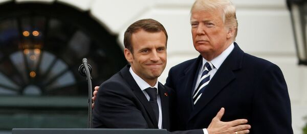 U.S. President Donald Trump and French President Emmanuel Macron attend an arrival ceremony at the White House in Washington, U.S., April 24, 2018 U.S. President Donald Trump and French President Emmanuel Macron attend an arrival ceremony at the White House in Washington, U.S., April 24, 2018 - Sputnik International