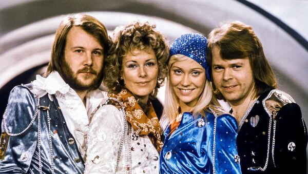 Swedish pop group Abba: Benny Andersson, Anni-Frid Lyngstad, Agnetha Faltskog and Bjorn Ulvaeus pose after winning the Swedish branch of the Eurovision Song Contest with their song Waterloo, February 9, 1974. Picture taken February 9, 1974 - Sputnik International