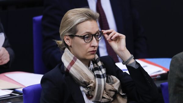 Alice Weidel parliament faction co-leader of the Alternative for Germany, AfD, party, arrives at the German parliament Bundestag prior to a debate about refugee policy in Germany, in Berlin, Friday, Jan. 19, 2018 - Sputnik International